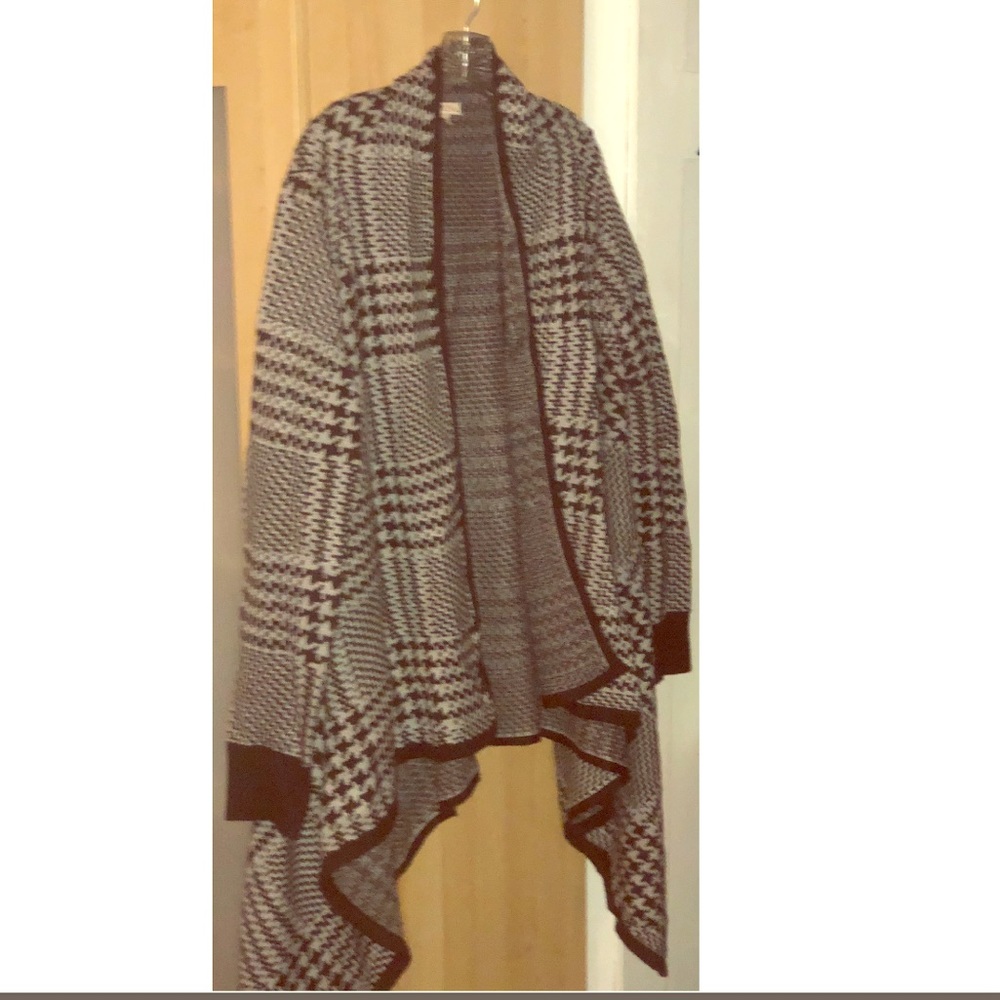 BNWOT - Black and White Checkered Cardigan Sweater